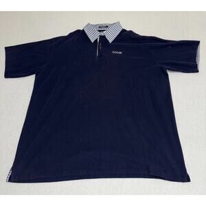 Coogi Polo Shirt Mens 5XL Blue Embroidered logo Short Sleeve Big & Tall Zip EUC